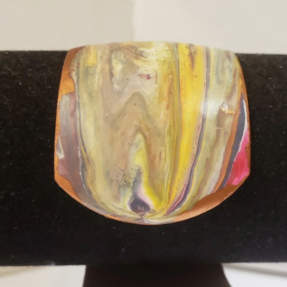 Hand Painted Acrylic Pour Painting Cuff Bracelet